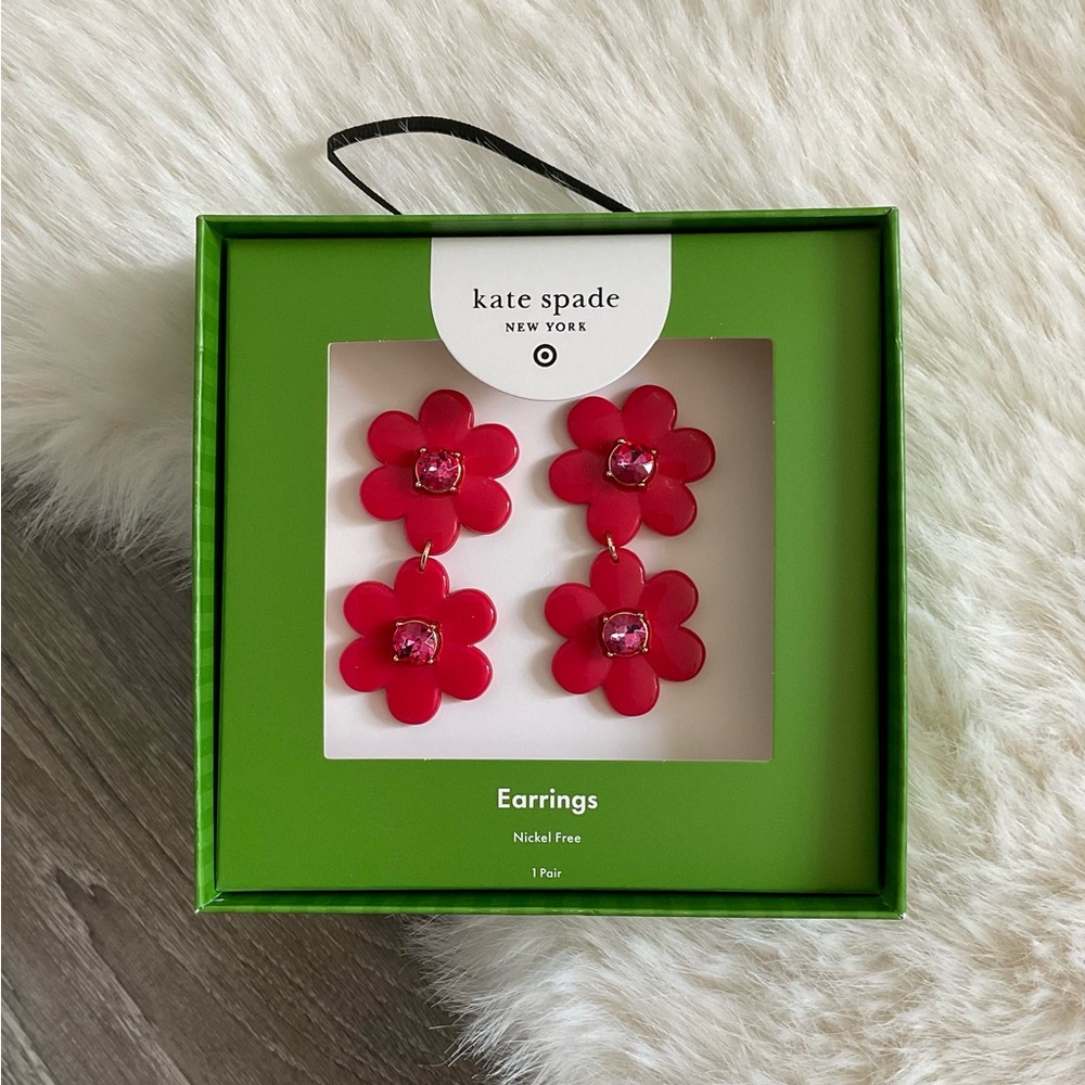 ♠️❤️ kate spade X Target Floral Linear Earrings Red * Limited Edition *